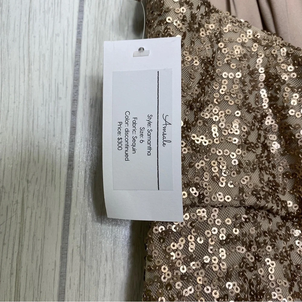 NEW Amsale Samantha Spaghetti Strap V Neck Sequin Gown BHLDN size 6 NWT - Picture 13 of 13